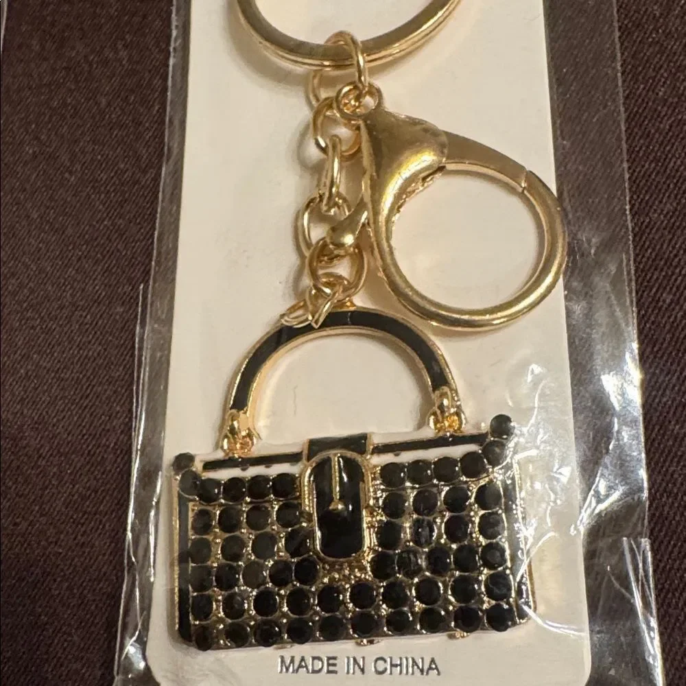 2123-3 Color Options Rhinestone Purse Key‎ Ring, Bag Charm